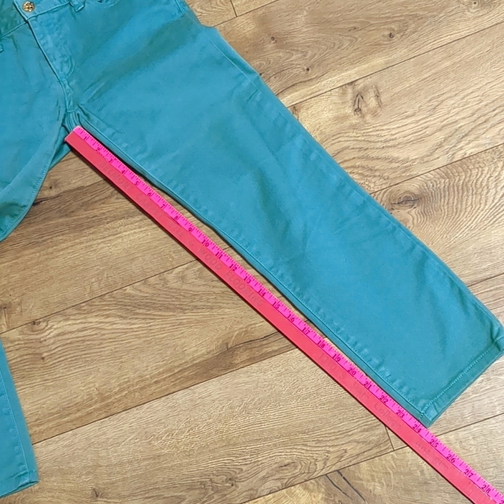 Tory Burch Alexa Cropped Skinny Viridian Green Jeans Size 25 - Picture 7 of 14